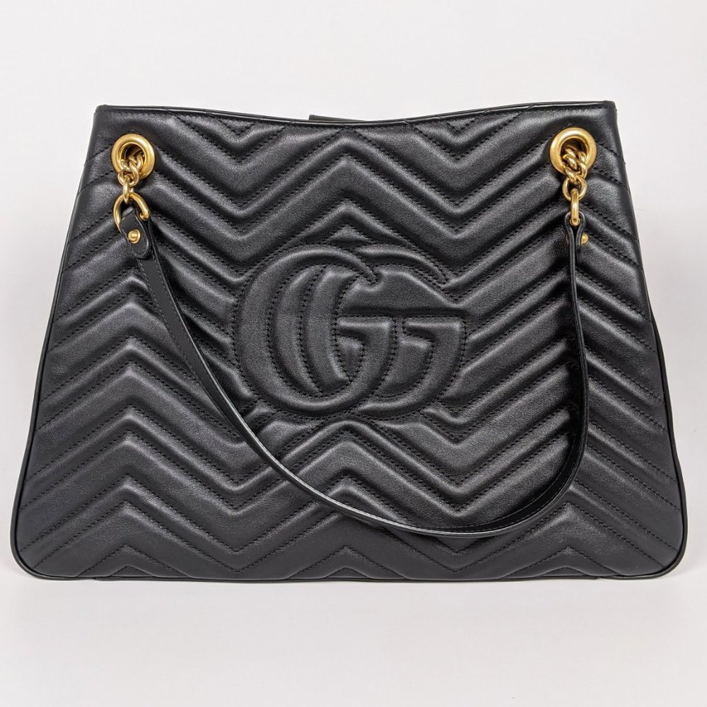 SOLD Gucci Black Marmont Gg Matelasse Tote - Picture 6 of 9